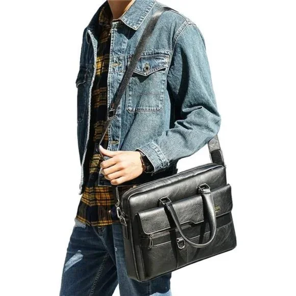 Small Leather Sling Shoulder Bag Messenger Pack 35black(pu)